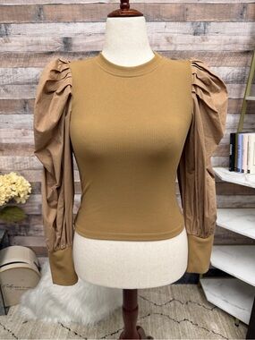 TCEC brown puff sleeve sweater medium